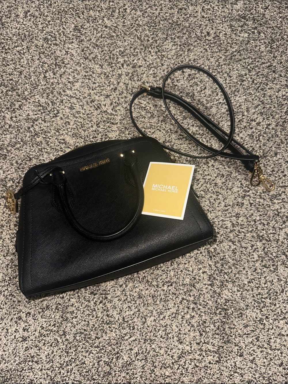 Michael Kors Black Saffiano Dome Satchel with Removable Strap